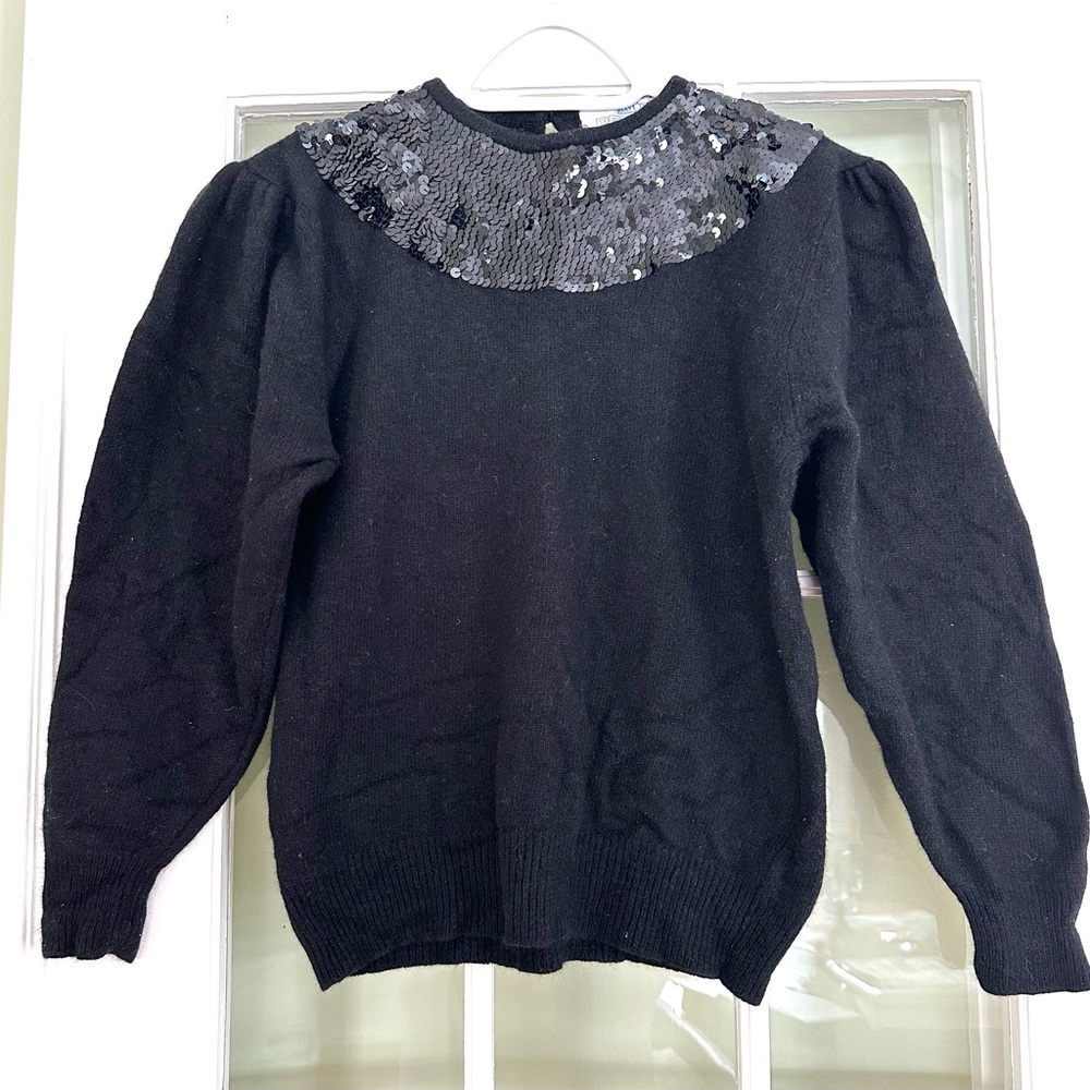 Vintage Black Lambswool Sweater, Petite S/M, Bay Club, EUC